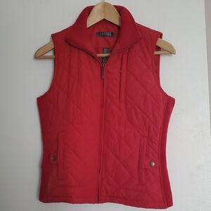 Ralph Lauren Red Quilted Vest with Fitted Style